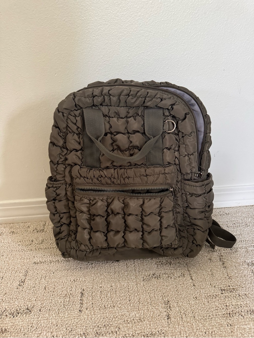 wild fable Quilted Nylon Backpack in green olive